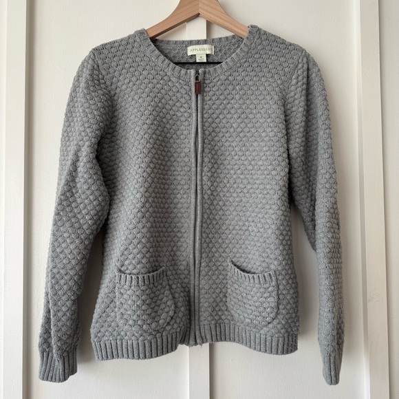 Appleseed’s Textured Gray Cotton Zip Cardigan - Size Medium - Picture 10 of 11